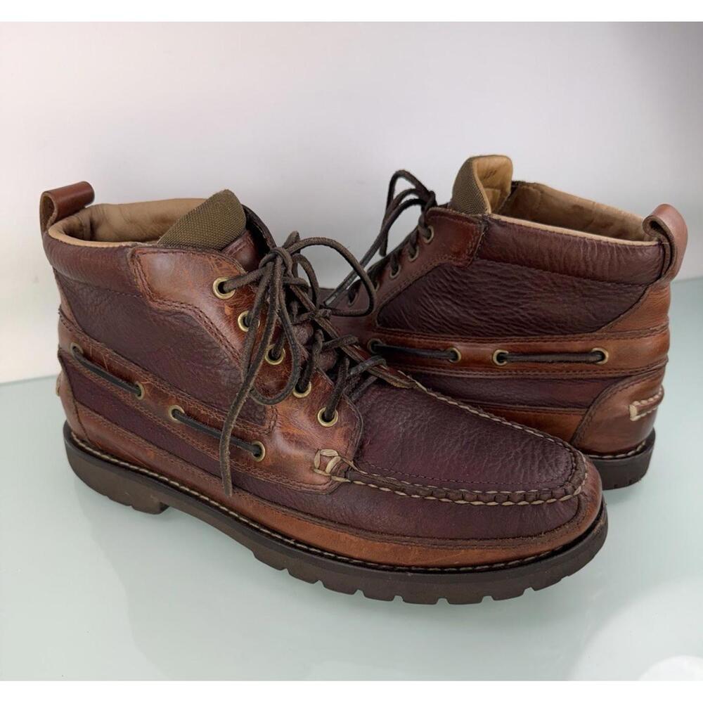L.L.Bean Allagash Bison Brown Chukka Boots 10 EE Wide Handsewn Moc Toe Lug Sole